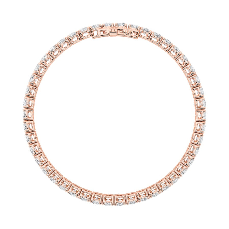 9CTW Oval Shaped Lab Grown Diamond (G/VS) East West Line Bracelet in 14K Gold