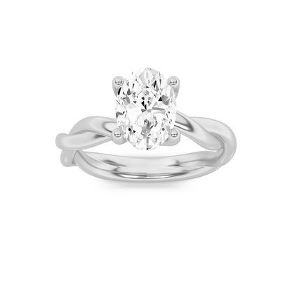 1.5CTW Oval Shaped Lab Grown Diamond (F/VS) Ring in 14K White Gold